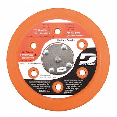 Dynabrade Vacuum, Disc Pad, Vinyl Face, 6" 56178