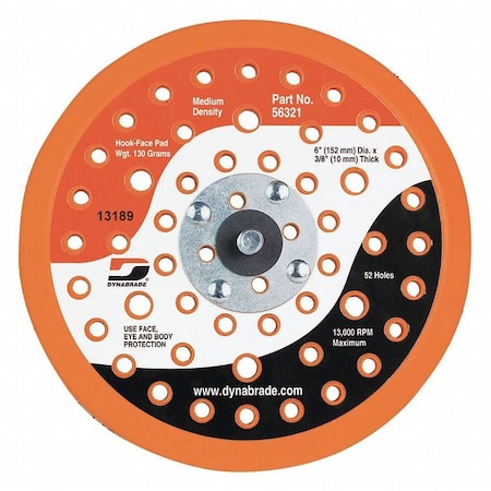 Dynabrade Vacuum, Disc Pad, 52 Holes, 6" 56321