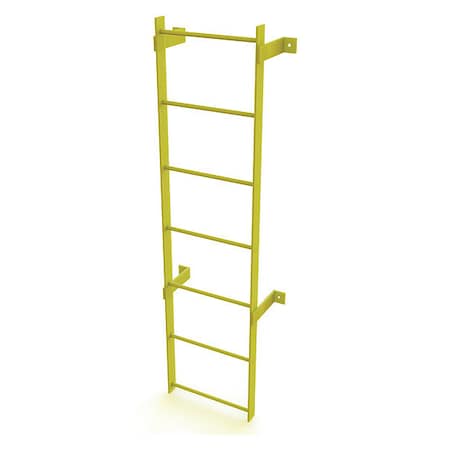 Tri-Arc 6 ft. Overall H, Ladder, Steel, Standard Fixed, 7-Rung, Steel, 7 Steps, Safety Yellow Finish WLFS0107-Y