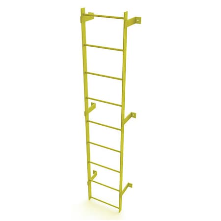 Tri-Arc 8 ft. Overall H, Ladder, Steel, Standard Fixed, 9-Rung, Steel, 9 Steps, Safety Yellow Finish WLFS0109-Y