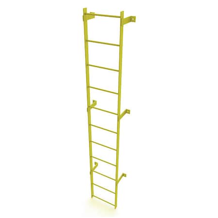 Tri-Arc 10 ft. Overall H, Ladder, Steel, Standard Fixed, 11-Rung, Steel, 11 Steps, Safety Yellow Finish WLFS0111-Y