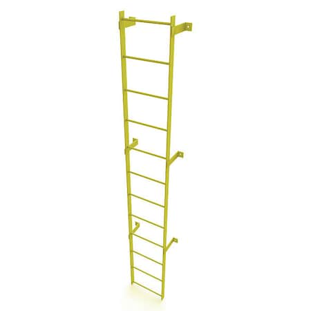 Tri-Arc 11 ft. Overall H, Ladder, Steel, Standard Fixed, 12-Rung, Steel, 12 Steps, Safety Yellow Finish WLFS0112-Y