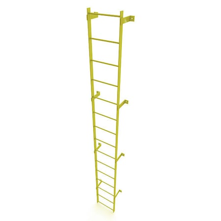 Tri-Arc 14 ft. Overall H, Ladder, Steel, Standard Fixed, 15-Rung, Steel, 15 Steps, Safety Yellow Finish WLFS0115-Y