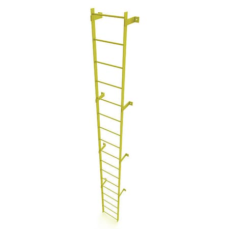 Tri-Arc 16 ft. Overall H, Ladder, Steel, Standard Fixed, 17-Rung, Steel, 17 Steps, Safety Yellow Finish WLFS0117-Y
