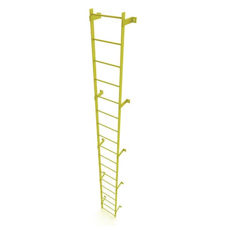 Tri-Arc 17 ft. Overall H, Ladder, Steel, Standard Fixed, 18-Rung, Steel, 18 Steps, Safety Yellow Finish WLFS0118-Y
