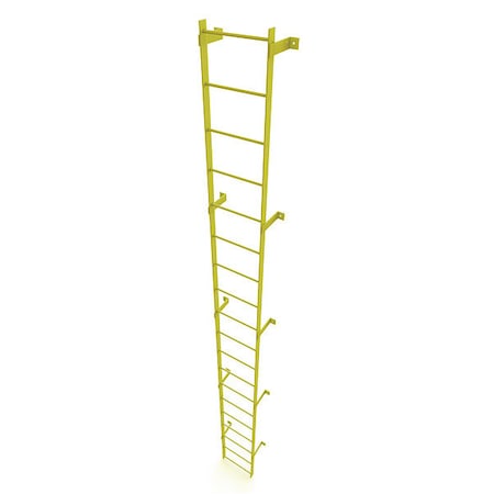 Tri-Arc 18 ft. Overall H, Ladder, Steel, Standard Fixed, 19-Rung, Steel, 19 Steps, Safety Yellow Finish WLFS0119-Y