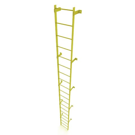 Tri-Arc 19 ft. Overall H, Ladder, Steel, Standard Fixed, 20-Rung, Steel, 20 Steps, Safety Yellow Finish WLFS0120-Y