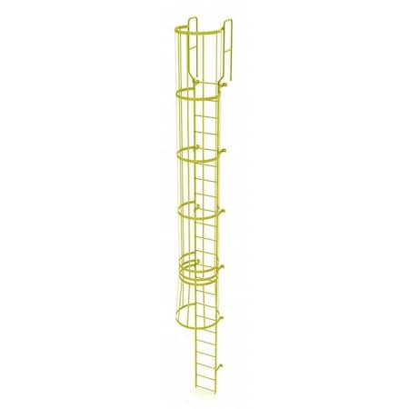 Tri-Arc 25 ft. 6" Overall H, Ladder, Steel, WalkThru Fixed Cage, 23-Rung, Steel, 23 Steps WLFC1223-Y