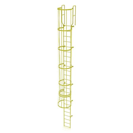 Tri-Arc 26 ft. 6" Overall H, Ladder, Steel, WalkThru Fixed Cage, 24-Rung, Steel, 24 Steps WLFC1224-Y