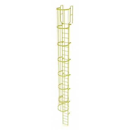 Tri-Arc 31 ft. 6" Overall H, Ladder, Steel, WalkThru Fixed Cage, 29-Rung, Steel, 29 Steps WLFC1229-Y
