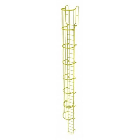 Tri-Arc 32 ft. 6" Overall H, Ladder, Steel, WalkThru Fixed Cage, 30-Rung, Steel, 30 Steps WLFC1230-Y