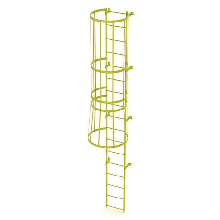 Tri-Arc 16 ft. Overall H, Ladder, Standard Fixed Cage, Steel, 17-Rung, Steel, 17 Steps, Safety Yellow Finish WLFC1117-Y