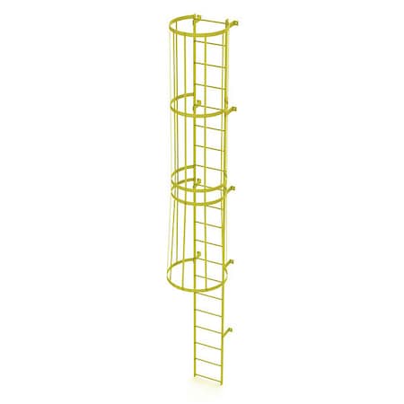 Tri-Arc 19 ft. Overall H, Ladder, Standard Fixed Cage, Steel, 20-Rung, Steel, 20 Steps, Safety Yellow Finish WLFC1120-Y