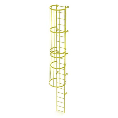 Tri-Arc 20 ft. Overall H, Ladder, Standard Fixed Cage, Steel, 21-Rung, Steel, 21 Steps, Safety Yellow Finish WLFC1121-Y