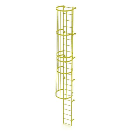 Tri-Arc 21 ft. Overall H, Ladder, Standard Fixed Cage, Steel, 22-Rung, Steel, 22 Steps, Safety Yellow Finish WLFC1122-Y