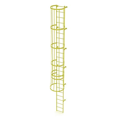 Tri-Arc 23 ft. Overall H, Ladder, Standard Fixed Cage, Steel, 24-Rung, Steel, 24 Steps, Safety Yellow Finish WLFC1124-Y