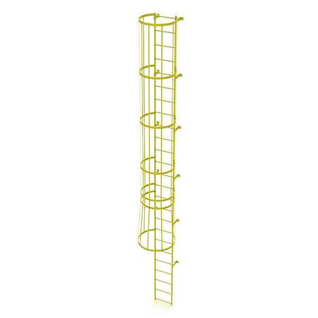 Tri-Arc 24 ft. Overall H, Ladder, Standard Fixed Cage, Steel, 25-Rung, Steel, 25 Steps, Safety Yellow Finish WLFC1125-Y