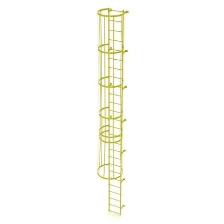 Tri-Arc 25 ft. Overall H, Ladder, Standard Fixed Cage, Steel, 26-Rung, Steel, 26 Steps, Safety Yellow Finish WLFC1126-Y