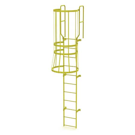 Tri-Arc 13 ft. 6" Overall H, Ladder, Steel, WalkThru Fixed Cage, 11-Rung, Steel, 11 Steps WLFC1211-Y