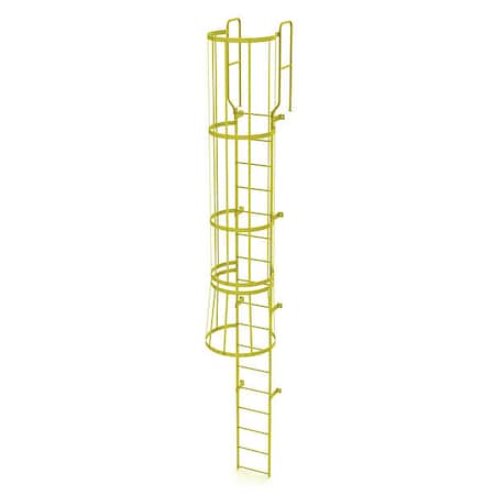 Tri-Arc 19 ft. 6" Overall H, Ladder, Steel, WalkThru Fixed Cage, 17-Rung, Steel, 17 Steps WLFC1217-Y