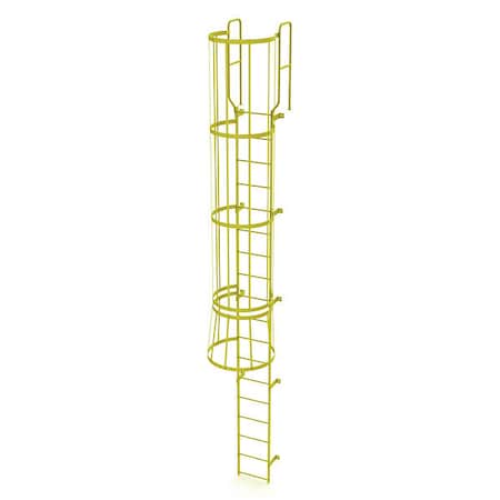 Tri-Arc 20 ft. 6" Overall H, Ladder, Steel, WalkThru Fixed Cage, 18-Rung, Steel, 18 Steps WLFC1218-Y
