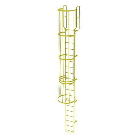 Tri-Arc 21 ft. 6" Overall H, Ladder, Steel, WalkThru Fixed Cage, 19-Rung, Steel, 19 Steps WLFC1219-Y