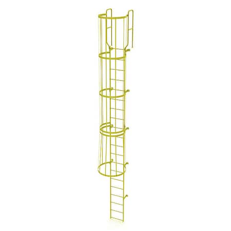 Tri-Arc 22 ft. 6" Overall H, Ladder, Steel, WalkThru Fixed Cage, 20-Rung, Steel, 20 Steps WLFC1220-Y