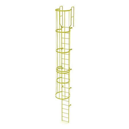Tri-Arc 23 ft. 6" Overall H, Ladder, Steel, WalkThru Fixed Cage, 21-Rung, Steel, 21 Steps WLFC1221-Y