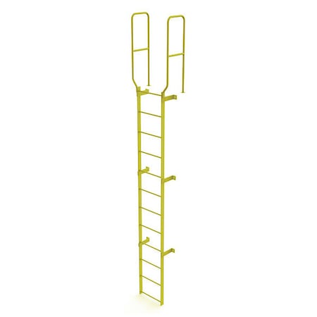 Tri-Arc 14 ft. 6" Overall H, Ladder, Walk-Thru Fixed, Steel, 12-Rung, Steel, 12 Steps, Safety Yellow Finish WLFS0212-Y