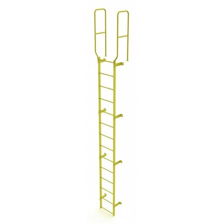 Tri-Arc 16 ft. 6" Overall H, Ladder, Walk-Thru Fixed, Steel, 14-Rung, Steel, 14 Steps, Safety Yellow Finish WLFS0214-Y