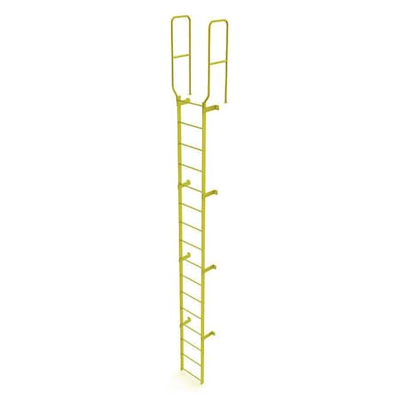 Tri-Arc 18 ft. 6" Overall H, Ladder, Walk-Thru Fixed, Steel, 16-Rung, Steel, 16 Steps, Safety Yellow Finish WLFS0216-Y