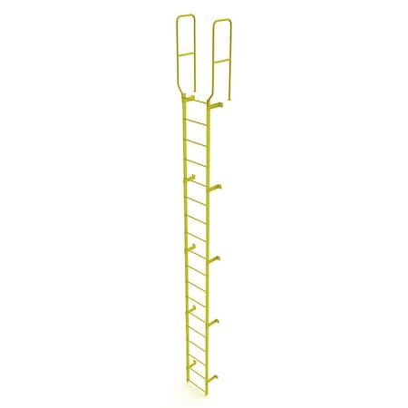 Tri-Arc 20 ft. 6" Overall H, Ladder, Walk-Thru Fixed, Steel, 18-Rung, Steel, 18 Steps, Safety Yellow Finish WLFS0218-Y