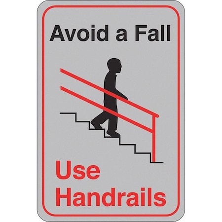 Partners Brand "Avoid a Fall" Facility Sign, 9" x 6", Gray/Red/Black, 1/Each SN404