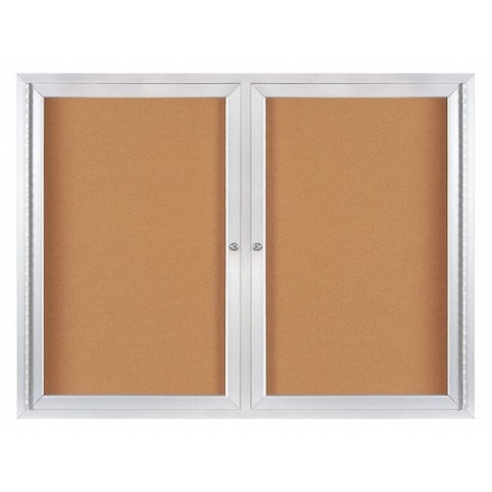 Partners Brand Enclosed Cork Board with Aluminum Frame, 4' x 3', Brown, 1/Each BECA4836