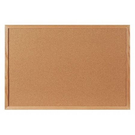 Partners Brand Cork Board with Oak Frame, 4' x 3', Brown, 1/Each BCW4836
