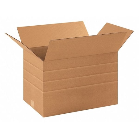 Partners Brand 16 in x 12 in x 10 in Multi-Depth Box, Kraft, Corrugate, Single Wall, 32 ECT, 25 PK MD161210