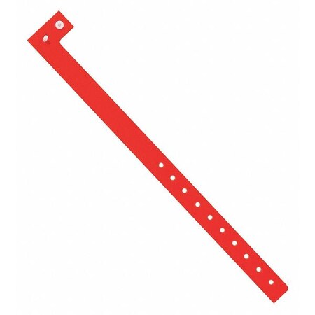 Partners Brand Day-Glo Plastic Wristbands, 3/4" x 10", Red, PK500 WR120RD