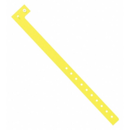 Partners Brand Day-Glo Plastic Wristbands, 3/4" x 10", Yellow, PK500 WR120YE