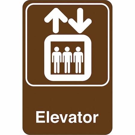 Partners Brand Elevator, Facility Sign, 9"x6", 9" Width, 1/8" Plastic SN408