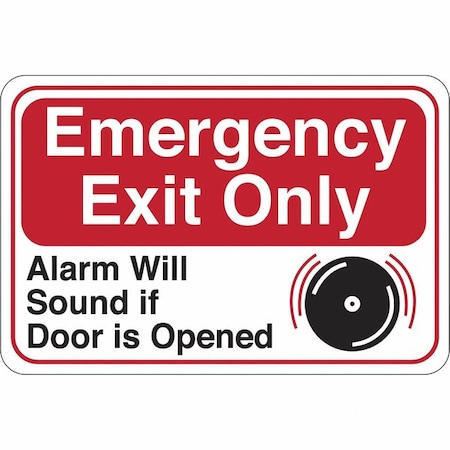 Partners Brand Emergency Exit Only Facility Sign, 6"x9", 6" Width, 1/8" Plastic SN200