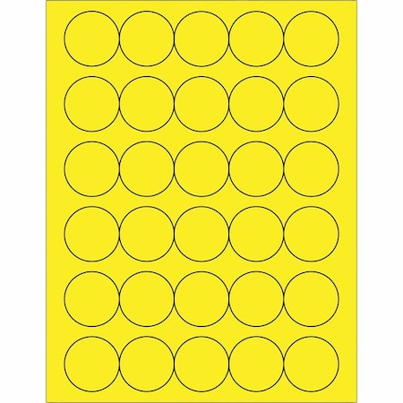 Tape Logic Tape Logic Fluorescent Circle Laser Labels, 1 1/2", Fluorescent Yellow, PK3000 LL192YE