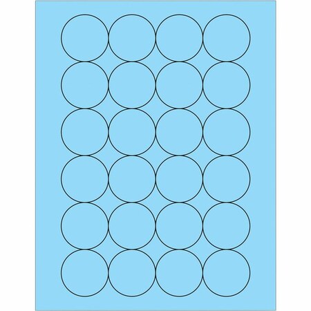 Tape Logic Tape Logic Fluorescent Circle Laser Labels, 1 2/3", Pastel Blue, PK2400 LL196BE
