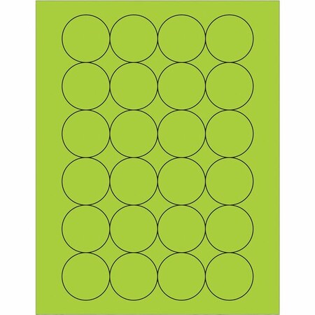 Tape Logic Tape Logic Fluorescent Circle Laser Labels, 1 2/3", Fluorescent Green, PK2400 LL196GN