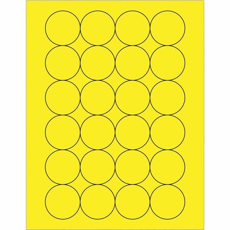 Tape Logic Tape Logic Fluorescent Circle Laser Labels, 1 2/3", Fluorescent Yellow, PK2400 LL196YE
