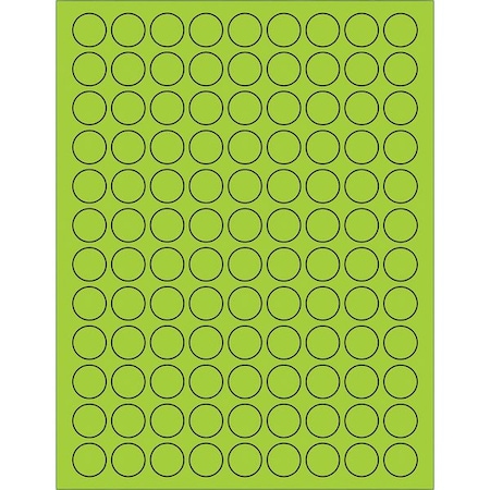 Tape Logic Tape Logic Fluorescent Circle Laser Labels, 3/4", Fluorescent Green, 10PK800 LL190GN