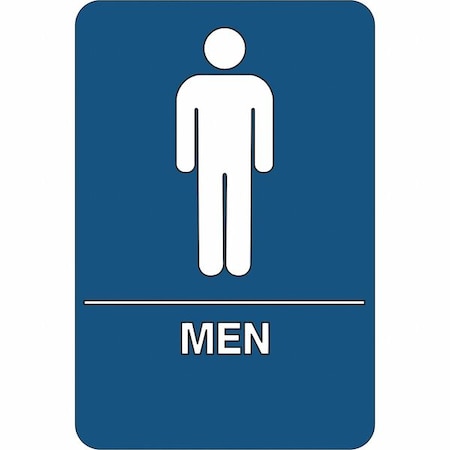 Partners Brand Men Restroom, ADA, Plastic Sign, 9"x6", 9" Width, 1/4" ABS Plastic SN102