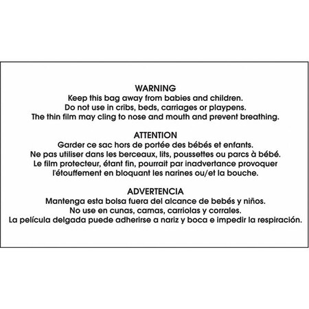 Tape Logic 3" x 5" Warning Keep Bags Away, Black/White DL1456