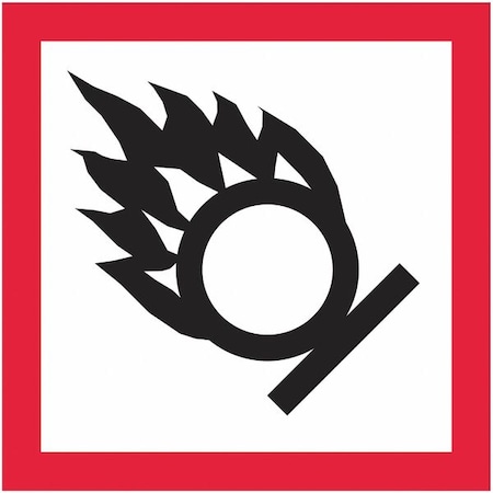 Tape Logic Tape Logic Pictogram Labels, Flame Over Circle, 1" x 1", Black/Red/White, 500/Roll DL4146
