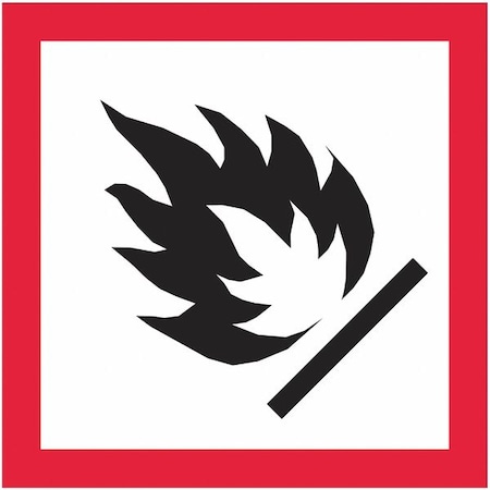 Tape Logic Tape Logic Pictogram Labels, Flame, 1" x 1", 1" x 1", Black/Red/White, 500/Roll DL4141