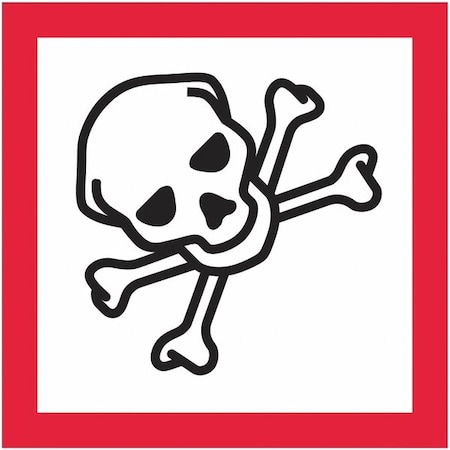 Tape Logic Tape Logic Pictogram Labels, Skull and Crossbones, 1" x 1", Black/Red/White, 500/Roll DL4148